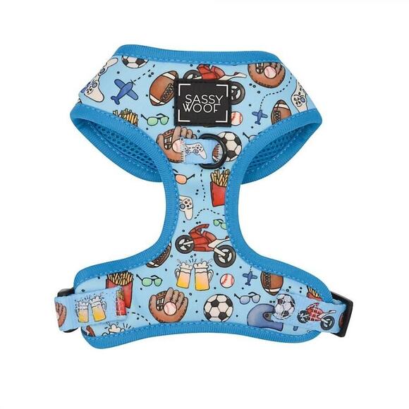 Sassy Woof Adjustable Dog Harness Blue Sport Football Baseball‎ Large - Picture 1 of 5